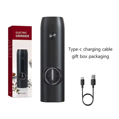 Electric Automatic Salt and Pepper Grinder Set Rechargeable with USB Gravity Spice Mill Adjustable Spices Grinder with LED Light